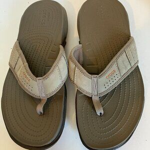 Crocs iconic comfort Sandals Flip Flops Men Size 9 Brown Synthetic